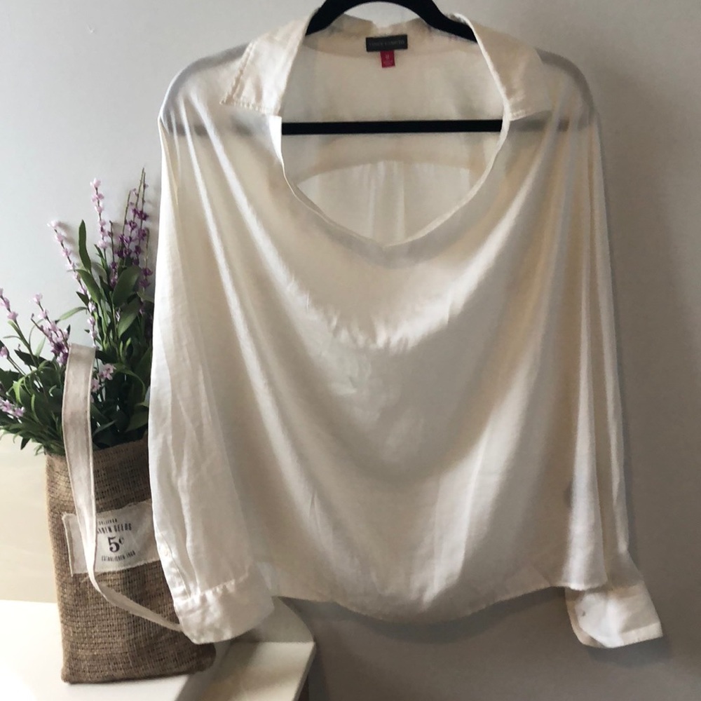 Vince Camuto sheer cream blouse